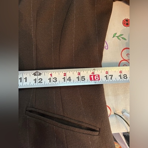 LIMITED Wool Double Breasted Blazer Brown w Pinstripe Women’s Size 6 - Picture 6 of 11